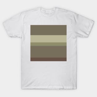 A tremendous impression of Purplish Brown, Grey Brown, Camouflage Green, Putty and Artichoke stripes. T-Shirt